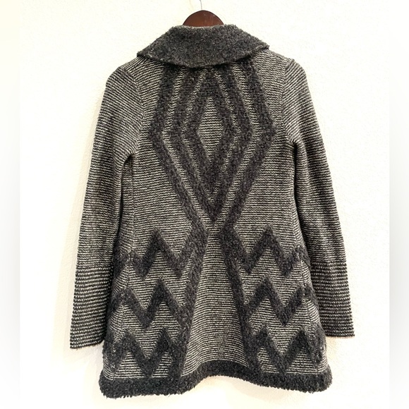 Anthropologie Angel of the North Textured Wool Blend Chevron Open Front Cardigan - Picture 6 of 10